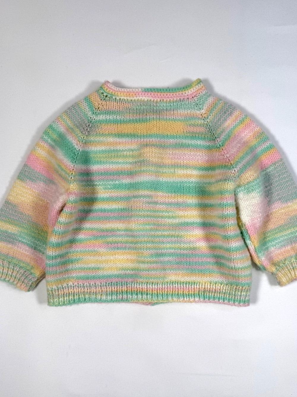 Hand Knit Pastel Baby Cardigan 3-6 Months‎ Vintage Inspired Cottagecore Heirloom - Picture 2 of 9